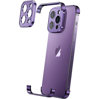 Husa Metalica Edgeless Compatibila cu iPhone 16 Pro, Flippy, Protectie pentru Colturi si Camera, Aliaj Aluminiu, Antisoc, Antizgariere, Mov-0