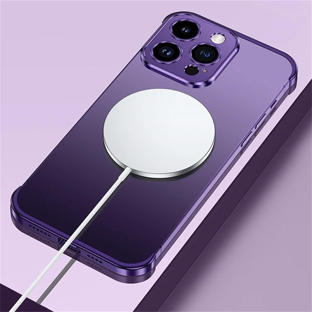 Husa Metalica Edgeless Compatibila cu iPhone 16 Pro Max, Flippy, Protectie pentru Colturi si Camera, Aliaj Aluminiu, Antisoc, Antizgariere, Mov-1