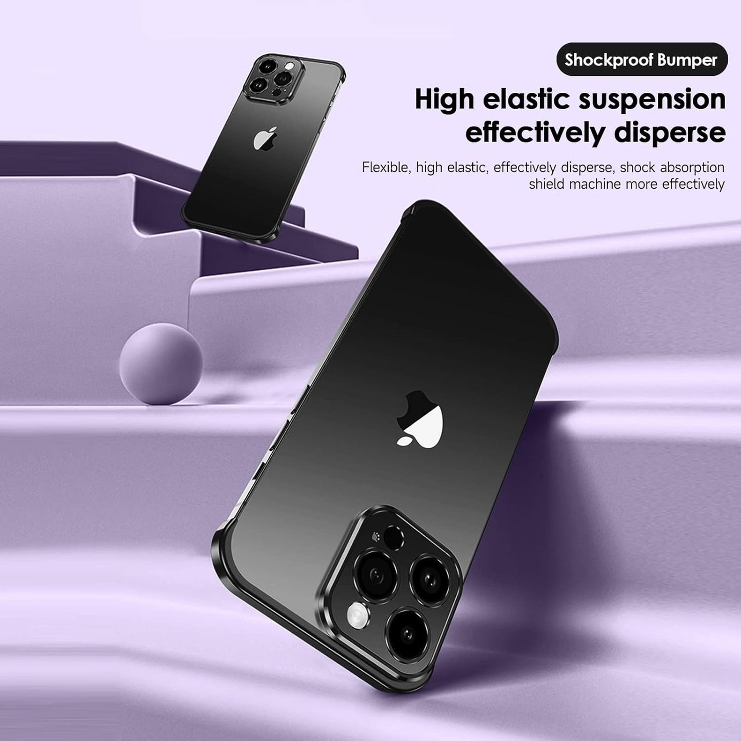 Husa Metalica Edgeless Compatibila cu iPhone 16 Pro Max, Flippy, Protectie pentru Colturi si Camera, Aliaj Aluminiu, Antisoc, Antizgariere, Negru-4