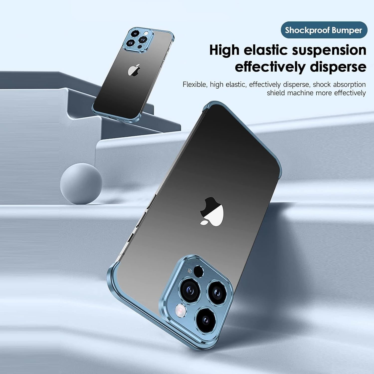 Husa Metalica Edgeless Compatibila cu iPhone 16 Pro Max, Flippy, Protectie pentru Colturi si Camera, Aliaj Aluminiu, Antisoc, Antizgariere, Albastru-4