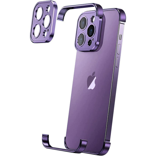 Husa Metalica Edgeless Compatibila cu iPhone 16 Pro Max, Flippy, Protectie pentru Colturi si Camera, Aliaj Aluminiu, Antisoc, Antizgariere, Mov-0