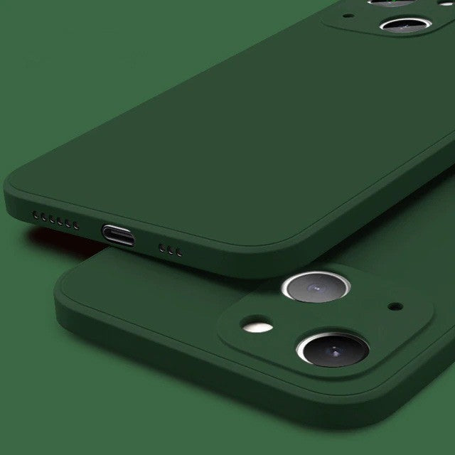 Husa pentru Apple iPhone 14 Flippy, Liquid Silicone, cu Microfibra pe interior, Protectie Antisoc, Dark Green, Verde inchis-2