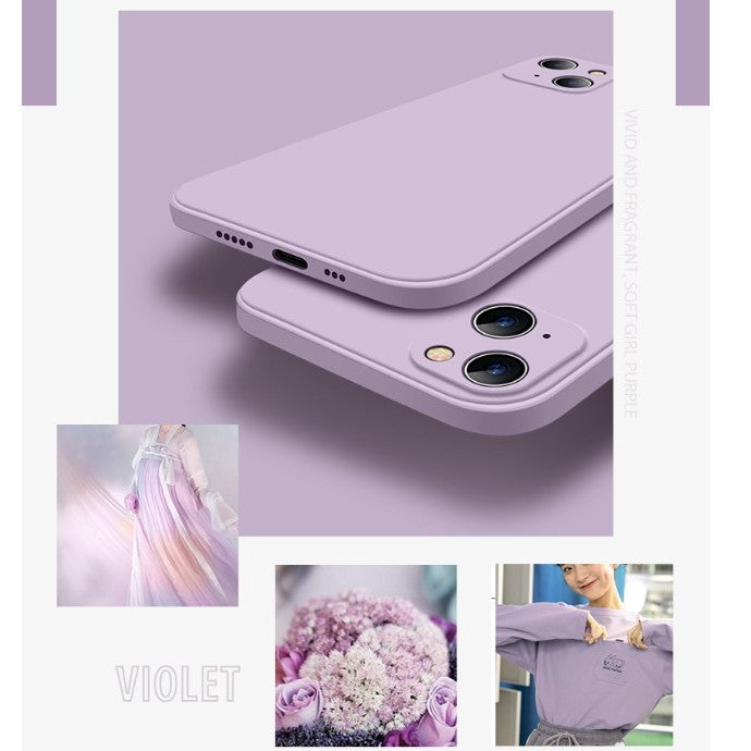Husa pentru Apple iPhone 14 Flippy, Liquid Silicone, cu Microfibra pe interior, Protectie Antisoc, Grass purple, Mov-4