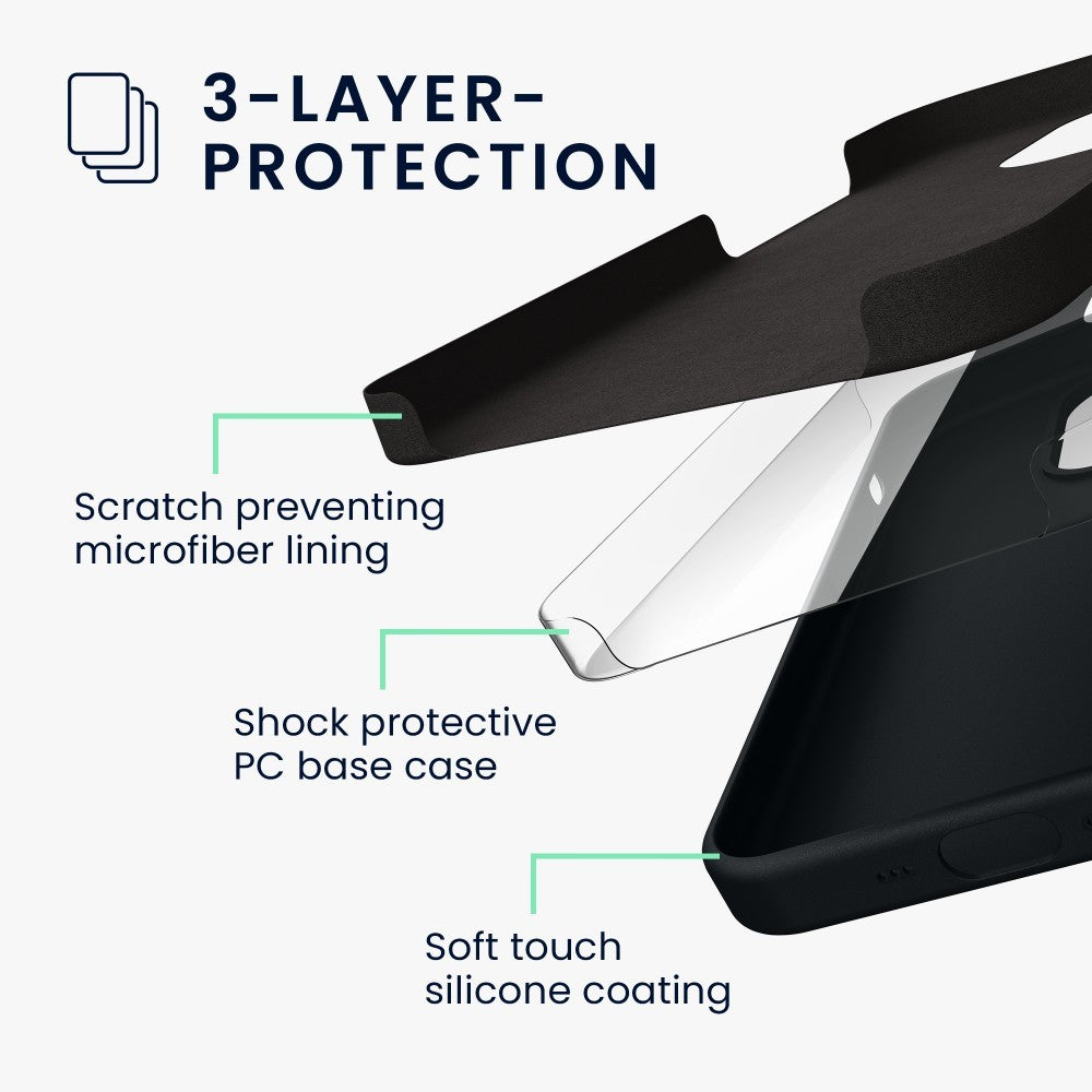 Husa pentru Apple iPhone 14 Flippy, Liquid Silicone, cu Microfibra pe interior, Protectie Antisoc, Negru-6