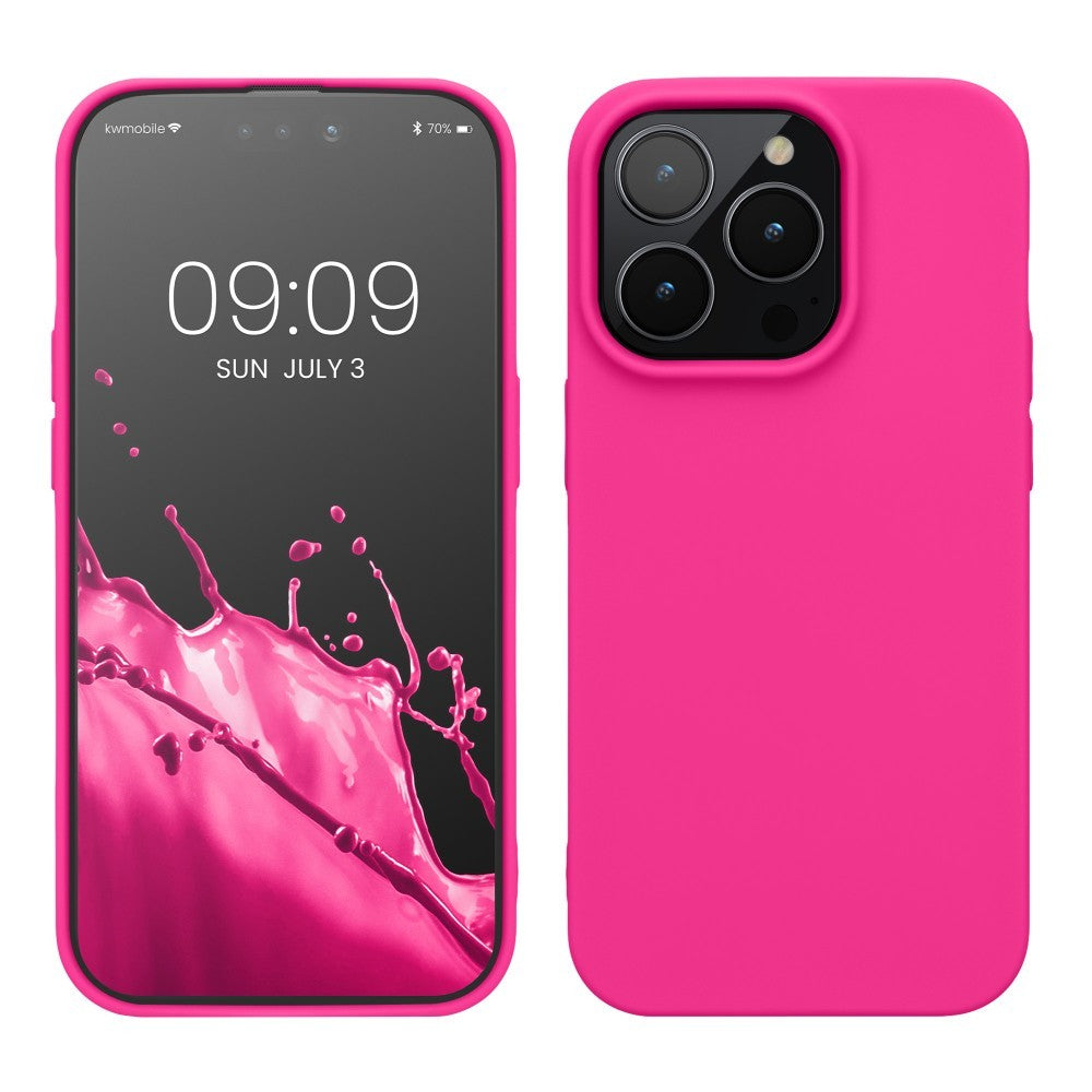 Husa pentru Apple iPhone 14 Flippy, Liquid Silicone, cu Microfibra pe interior, Protectie Antisoc, Roz-Fuchsia-2