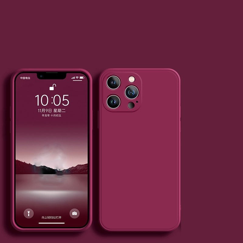 Husa pentru Apple iPhone 14 Flippy, Liquid Silicone, cu Microfibra pe interior, Protectie Antisoc, Wine red, Claret-1