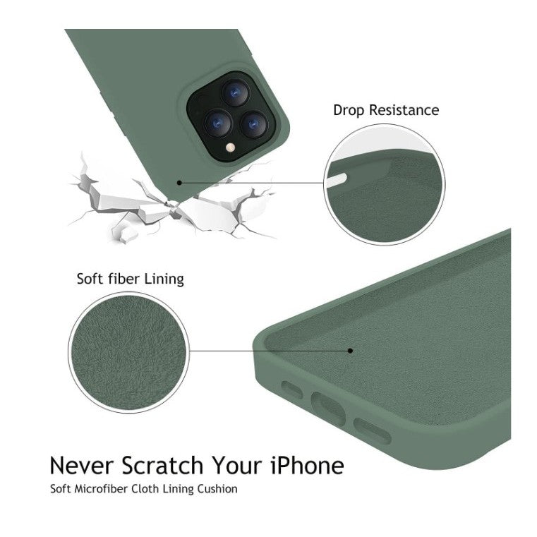 Husa pentru Apple iPhone 14 Plus Flippy, Liquid Silicone, cu Microfibra pe interior, Protectie Antisoc, Dark Green, Verde inchis-2