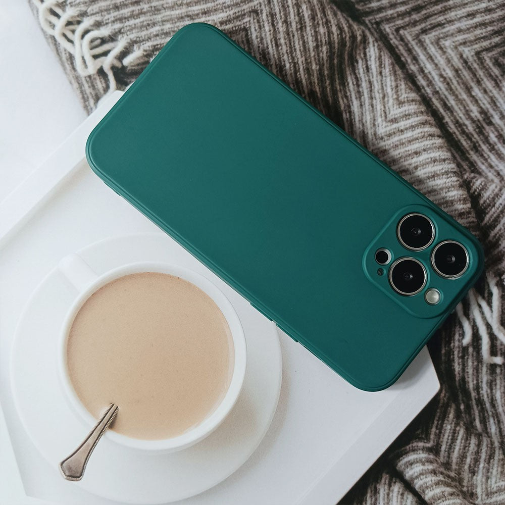 Husa pentru Apple iPhone 14 Plus Flippy, Liquid Silicone, cu Microfibra pe interior, Protectie Antisoc, Dark Green, Verde inchis-3