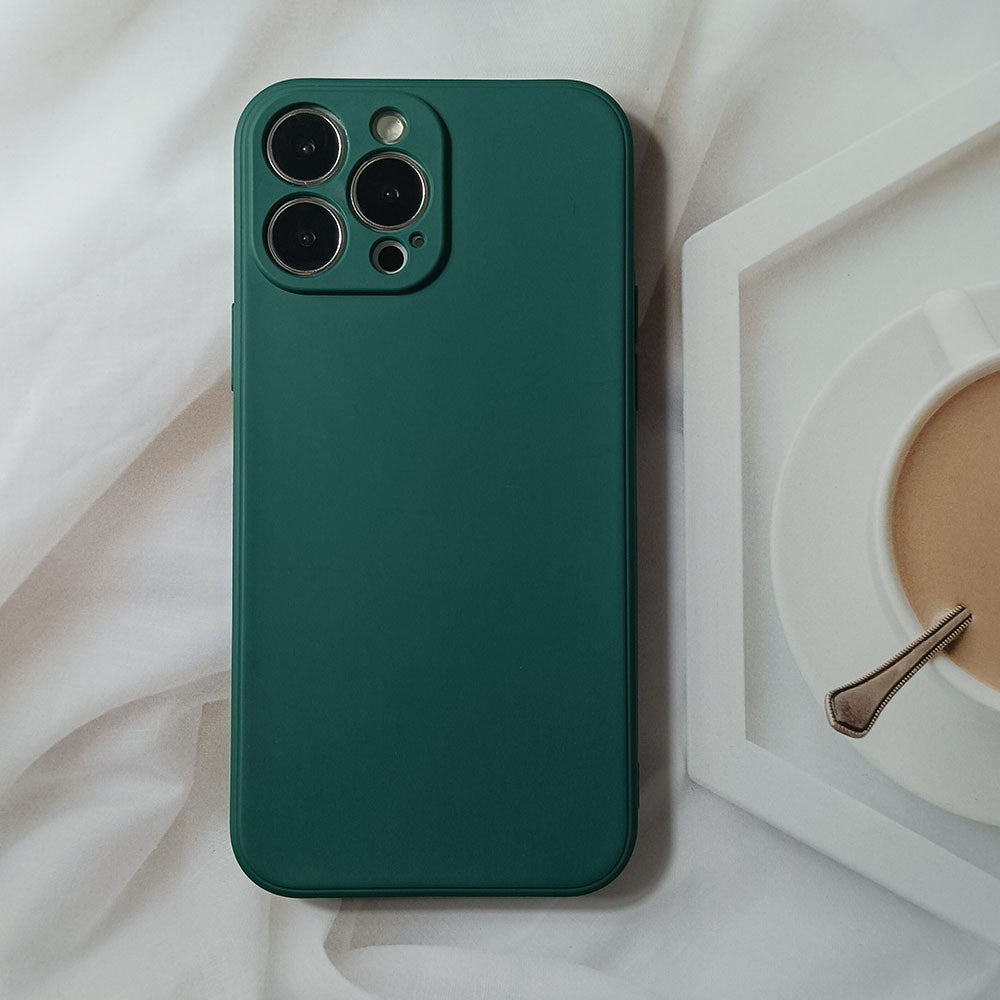 Husa pentru Apple iPhone 14 Plus Flippy, Liquid Silicone, cu Microfibra pe interior, Protectie Antisoc, Dark Green, Verde inchis-5