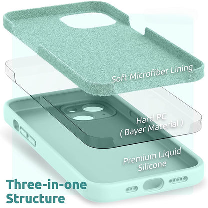 Husa pentru Apple iPhone 14 Plus Flippy, Liquid Silicone, cu Microfibra pe interior, Protectie Antisoc, Light Cyan-4