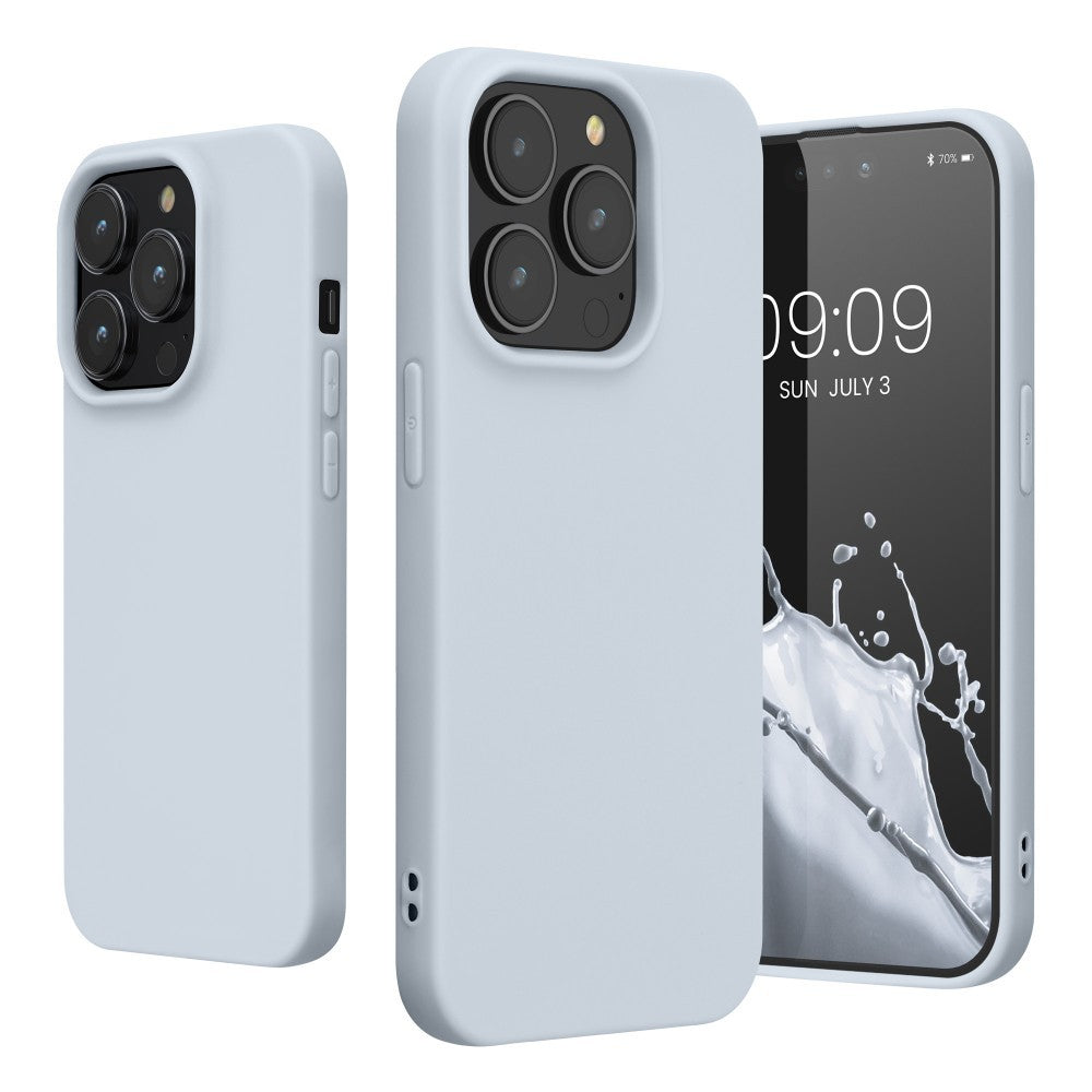 Husa pentru Apple iPhone 14 Pro Flippy, Liquid Silicone, cu Microfibra pe interior, Protectie Antisoc, Grey, Gri-1