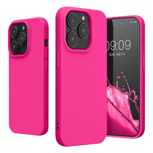 Husa pentru Apple iPhone 14 Pro Flippy, Liquid Silicone, cu Microfibra pe interior, Protectie Antisoc, Roz-Fuchsia-1