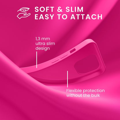 Husa pentru Apple iPhone 14 Pro Flippy, Liquid Silicone, cu Microfibra pe interior, Protectie Antisoc, Roz-Fuchsia-3