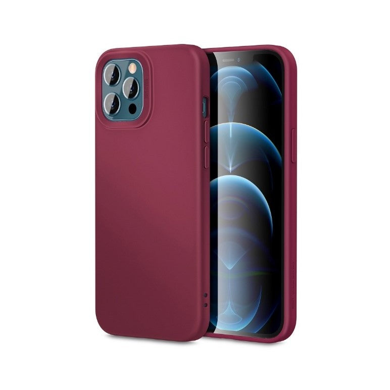 Husa pentru Apple iPhone 14 Pro Flippy, Liquid Silicone, cu Microfibra pe interior, Protectie Antisoc, Wine red, Claret-0