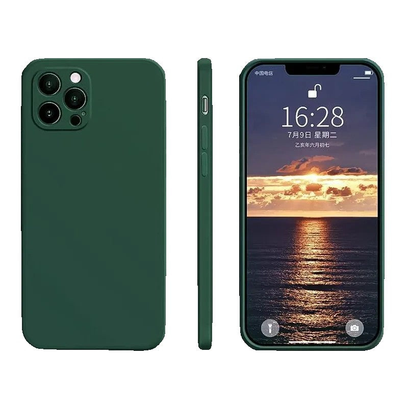 Husa pentru Apple iPhone 14 Pro Max Flippy, Liquid Silicone, cu Microfibra pe interior, Protectie Antisoc, Dark Green, Verde inchis-0