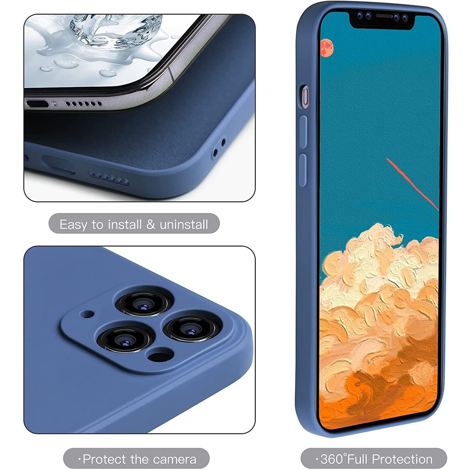 Husa protectie compatibila cu Apple iPhone 11 Pro Liquid Silicone Case Albastru inchis-2