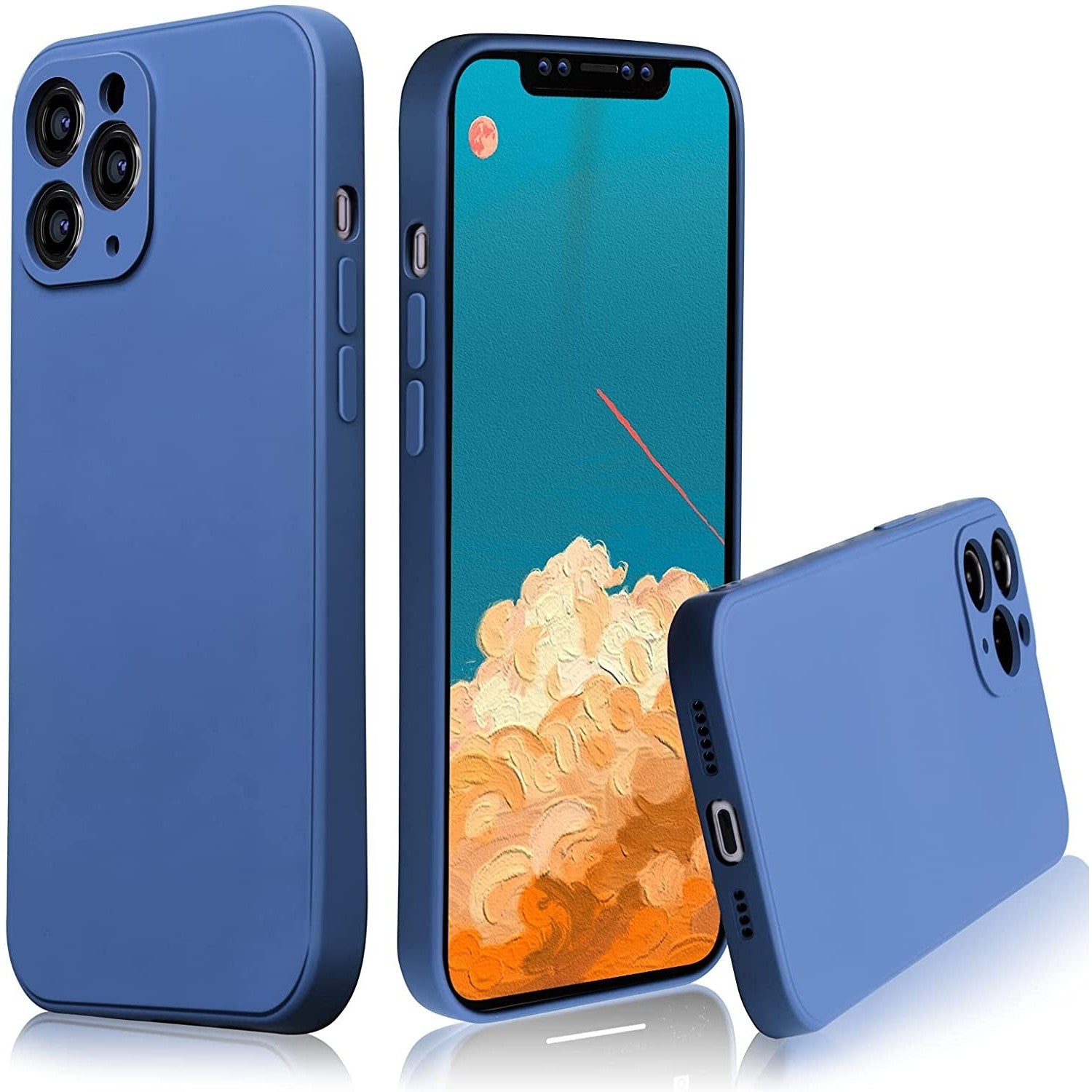 Husa protectie compatibila cu Apple iPhone 11 Pro Liquid Silicone Case Albastru inchis-4