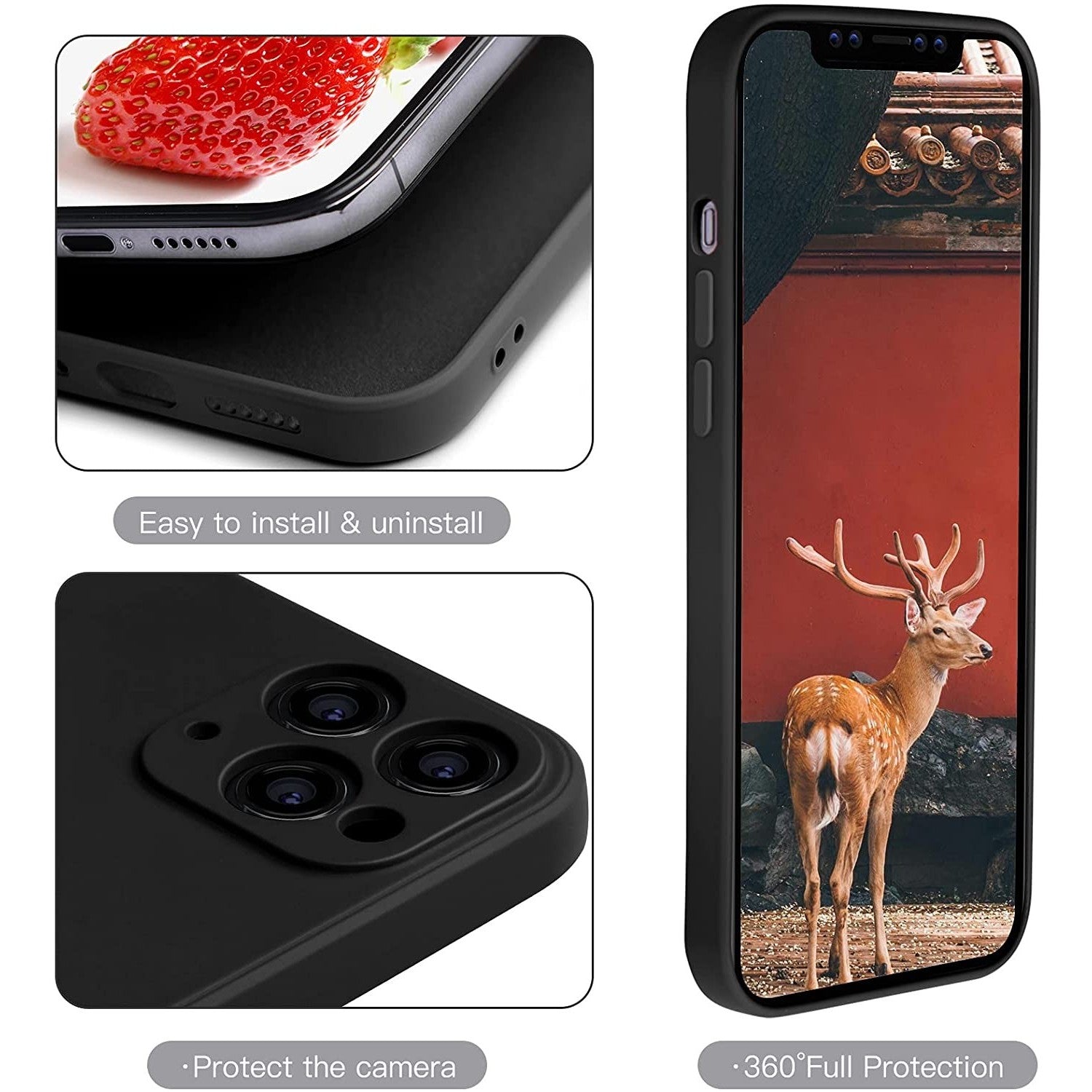 Husa protectie compatibila cu Apple iPhone 11 Pro Liquid Silicone Case Negru-1