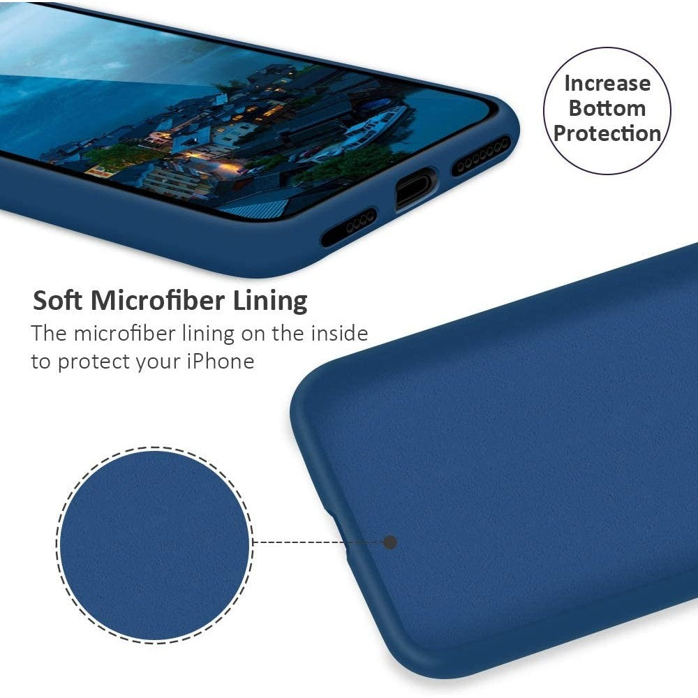 Husa protectie compatibila cu Apple iPhone XS Liquid Silicone Case Albastru inchis-4