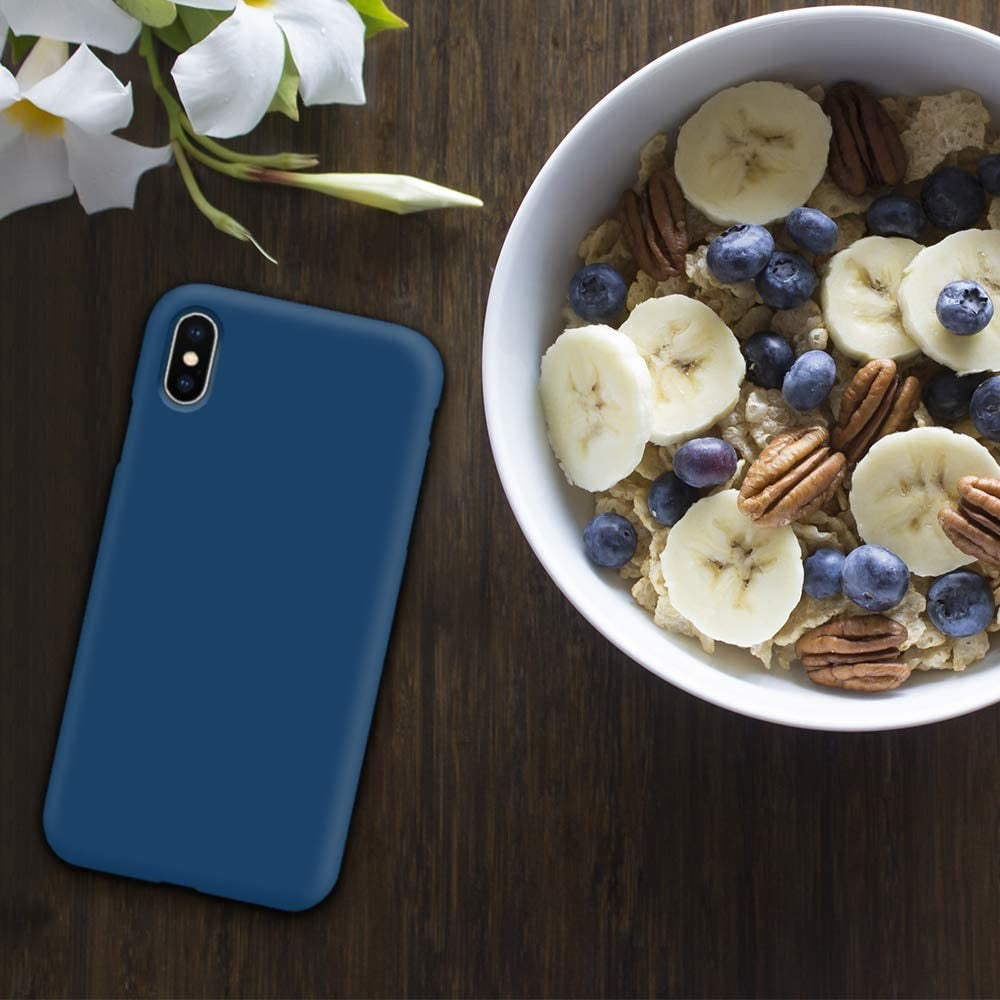 Husa protectie compatibila cu Apple iPhone XS Liquid Silicone Case Albastru inchis-5