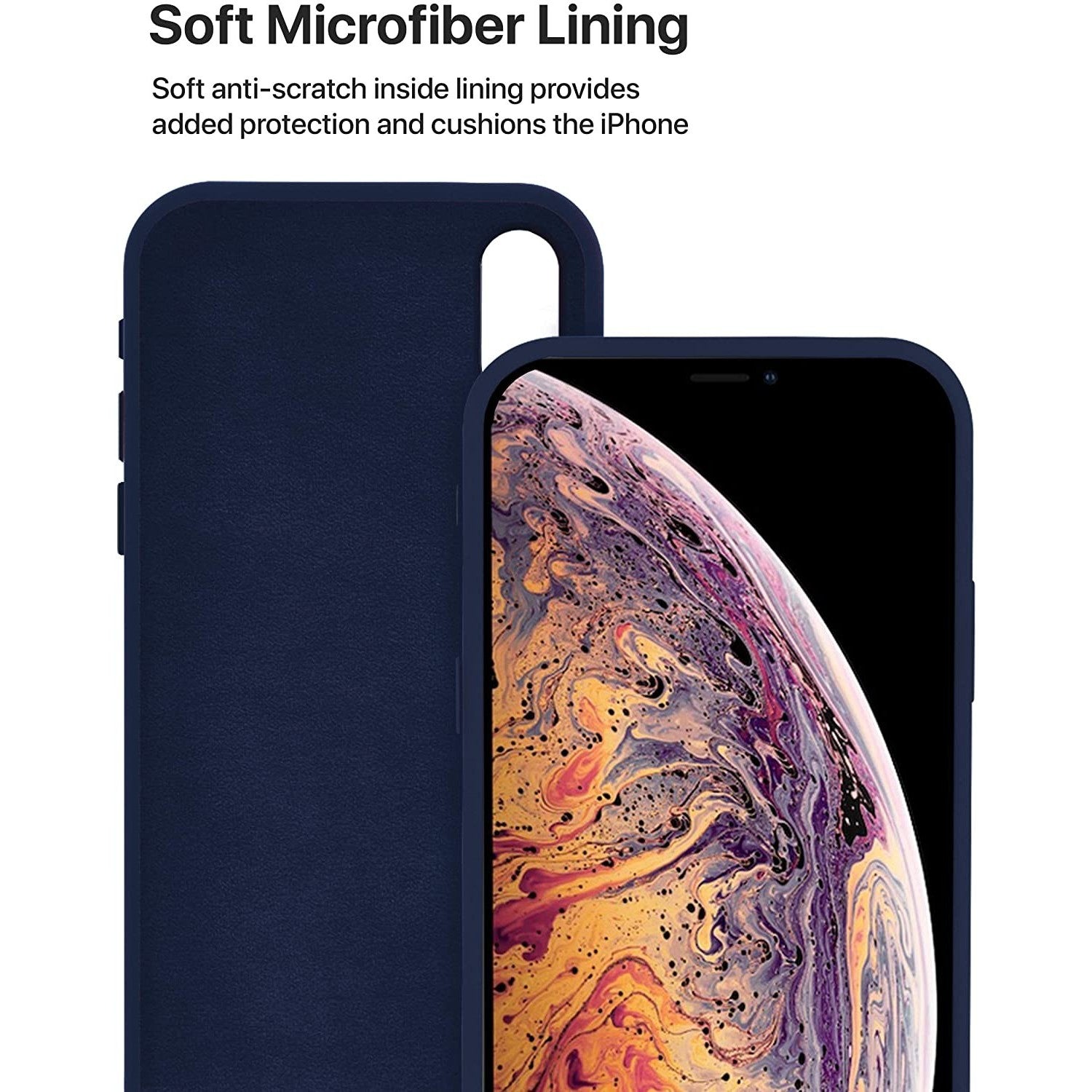 Husa protectie compatibila cu Apple iPhone XS Liquid Silicone Case Albastru inchis-7