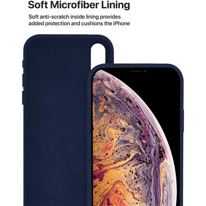 Husa protectie compatibila cu Apple iPhone XS Liquid Silicone Case Albastru inchis-7