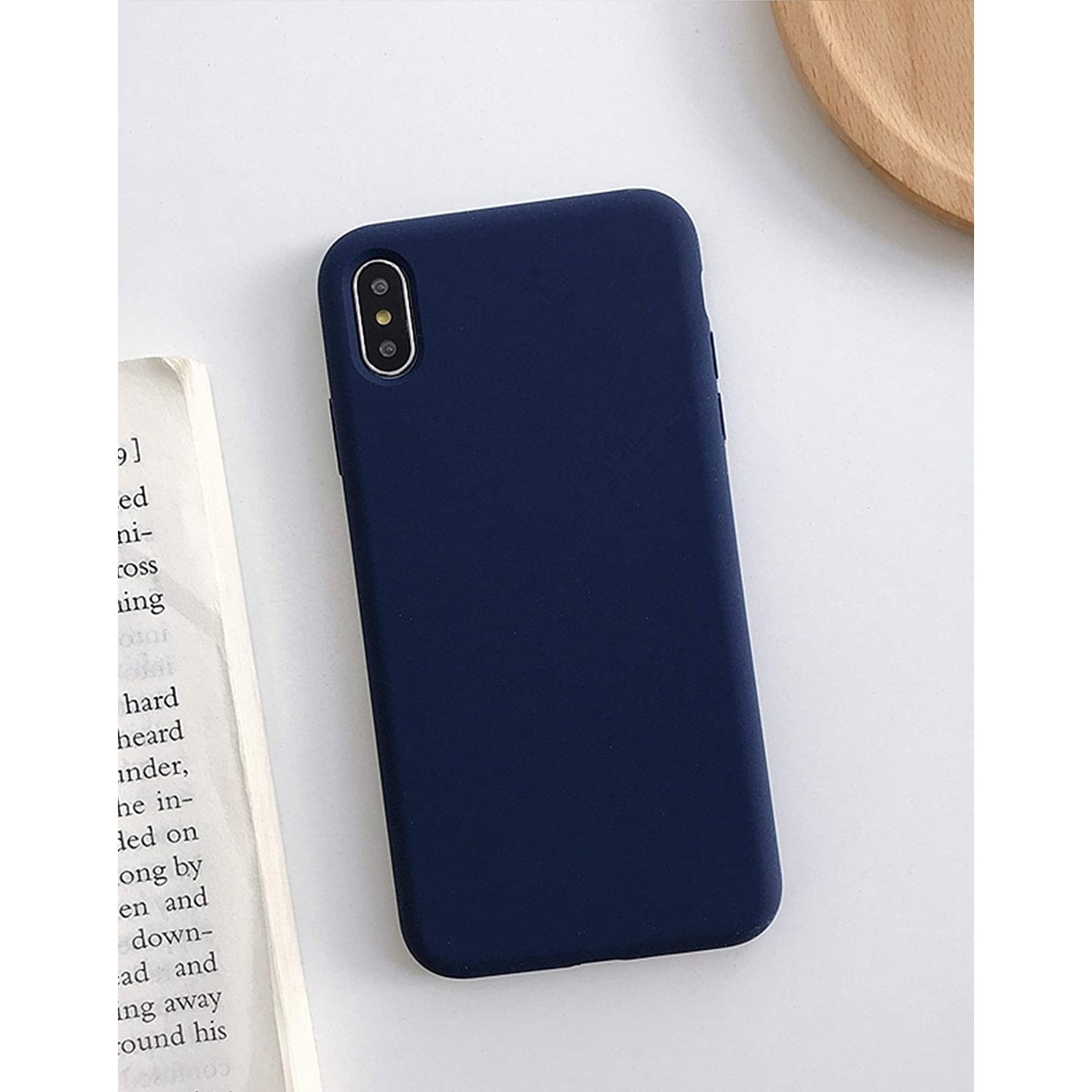 Husa protectie compatibila cu Apple iPhone XS Liquid Silicone Case Albastru inchis-8