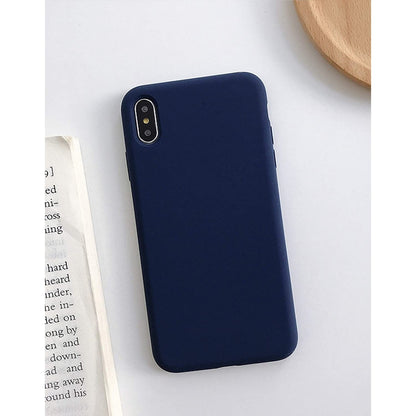 Husa protectie compatibila cu Apple iPhone XS Liquid Silicone Case Albastru inchis-8