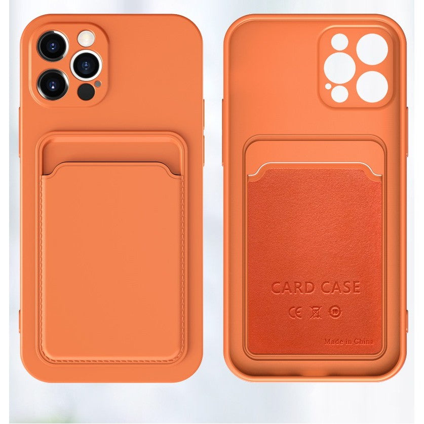 Husa protectie cu suport card compatibila cu Samsung A72 Portocaliu-7