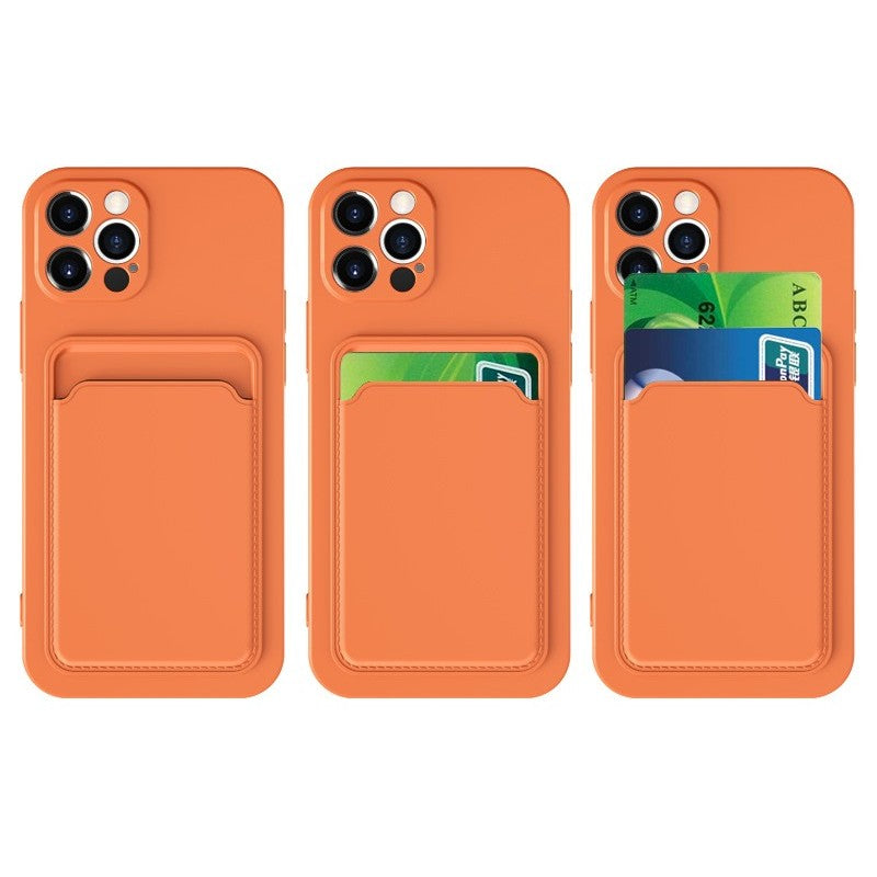 Husa protectie cu suport card compatibila cu Samsung A72 Portocaliu-8