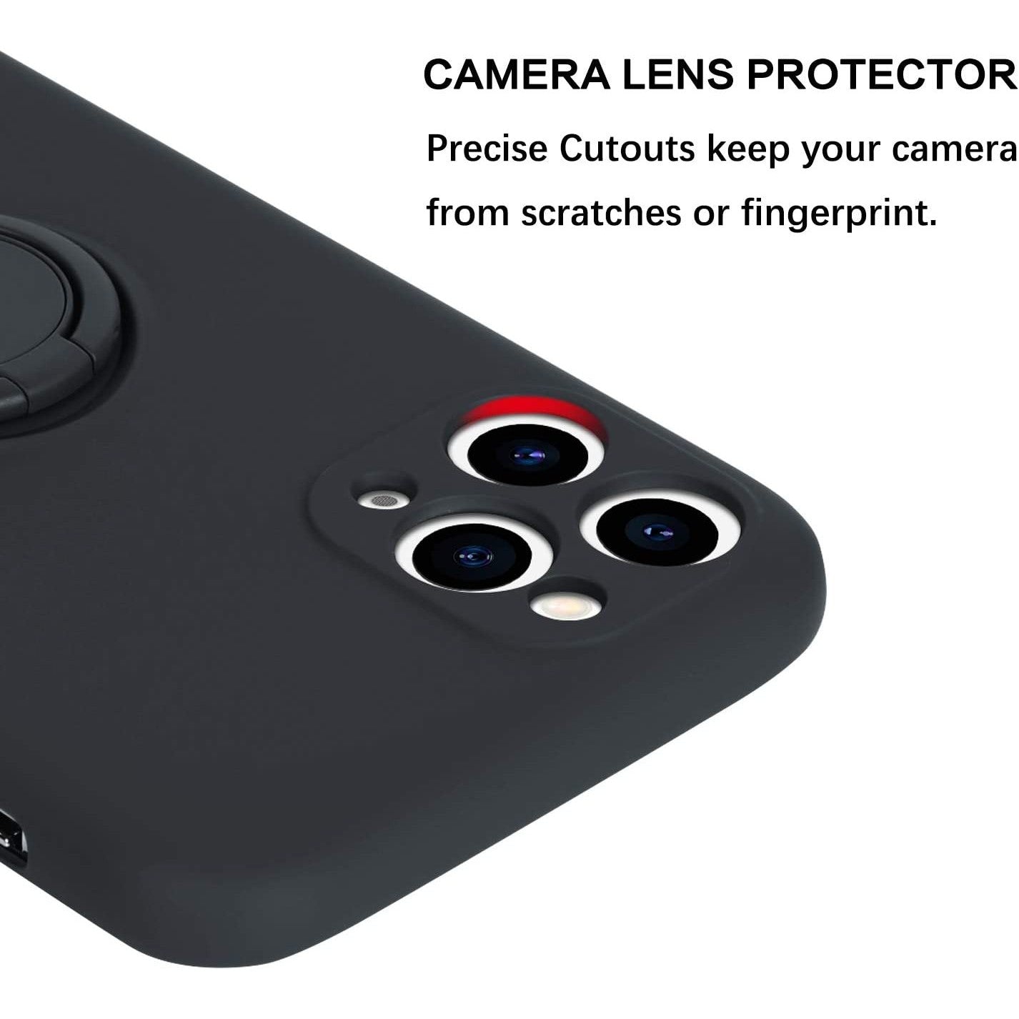 Husa protectie Flippy compatibila cu Apple iPhone 11 Pro Liquid Silicone Ring cu suport rotativ Negru-4