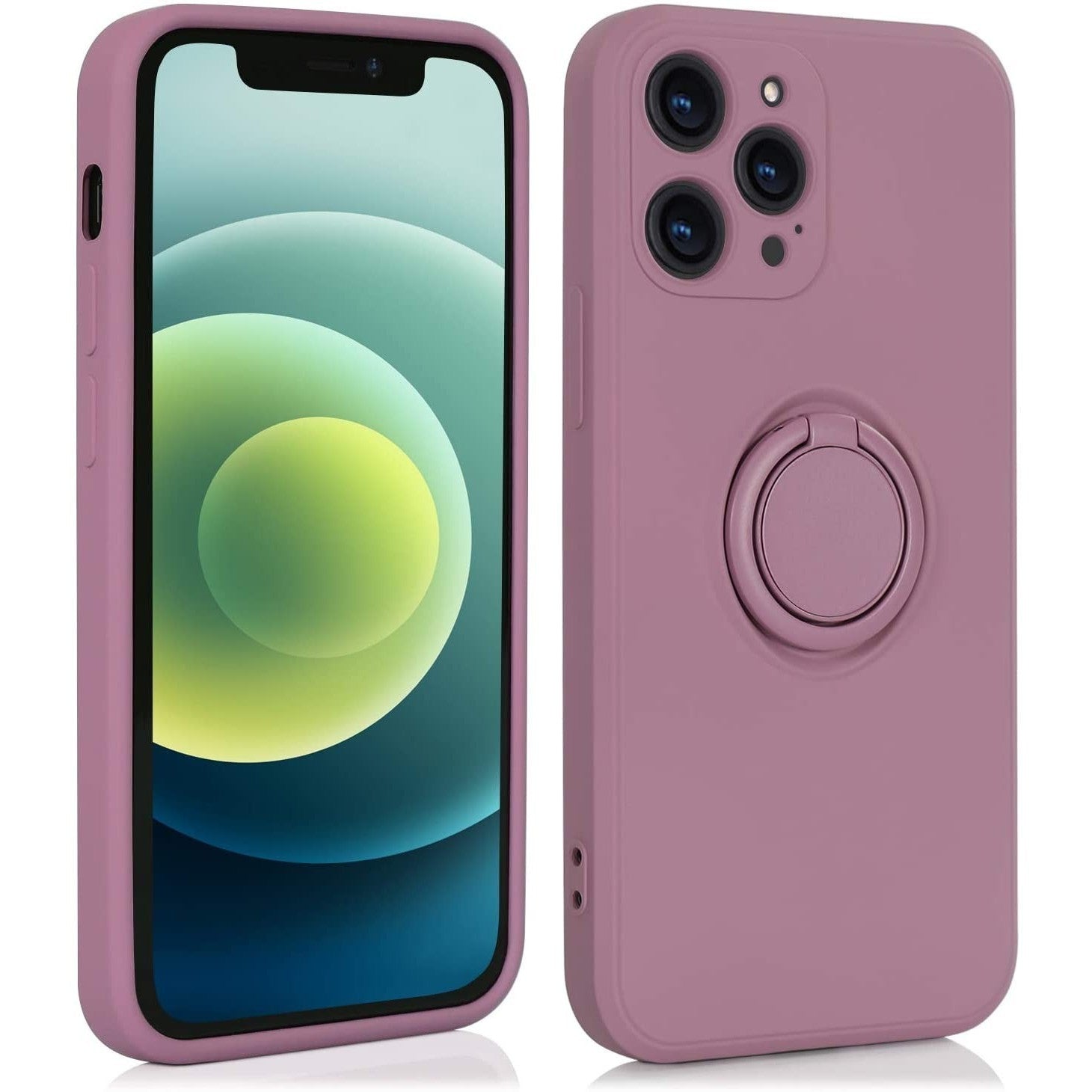 Husa protectie Flippy compatibila cu Apple iPhone 11 Pro Max Liquid Silicone Ring cu suport rotativ Mov-5