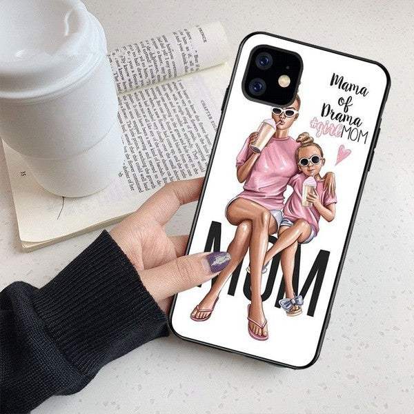 Husa protectie,Flippy, compatibila cu Apple iPhone 12 Glass print Mama of Drama Multicolor-4
