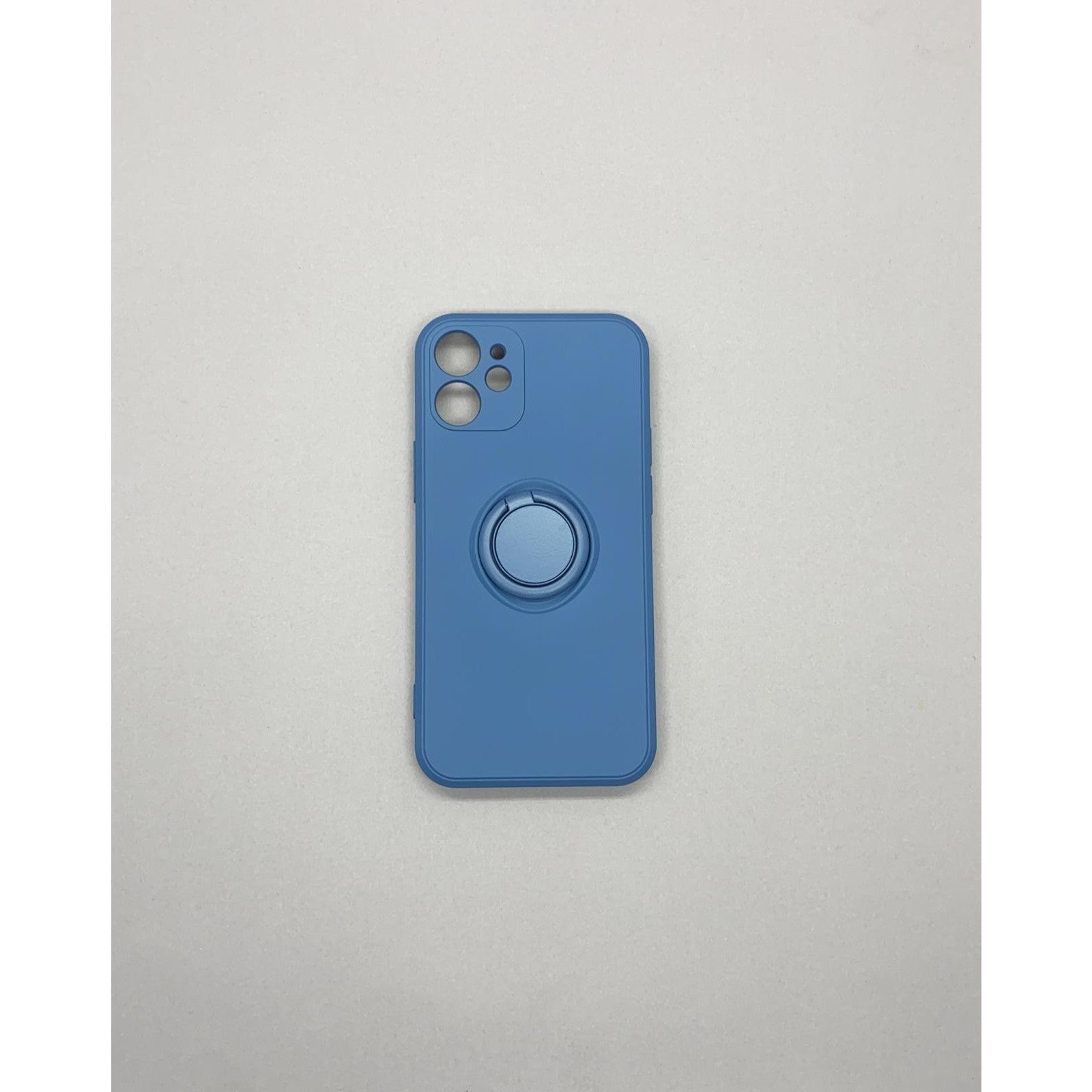 Husa protectie Flippy compatibila cu Apple iPhone 12 Liquid Silicone Ring cu suport rotativ Albastru-5