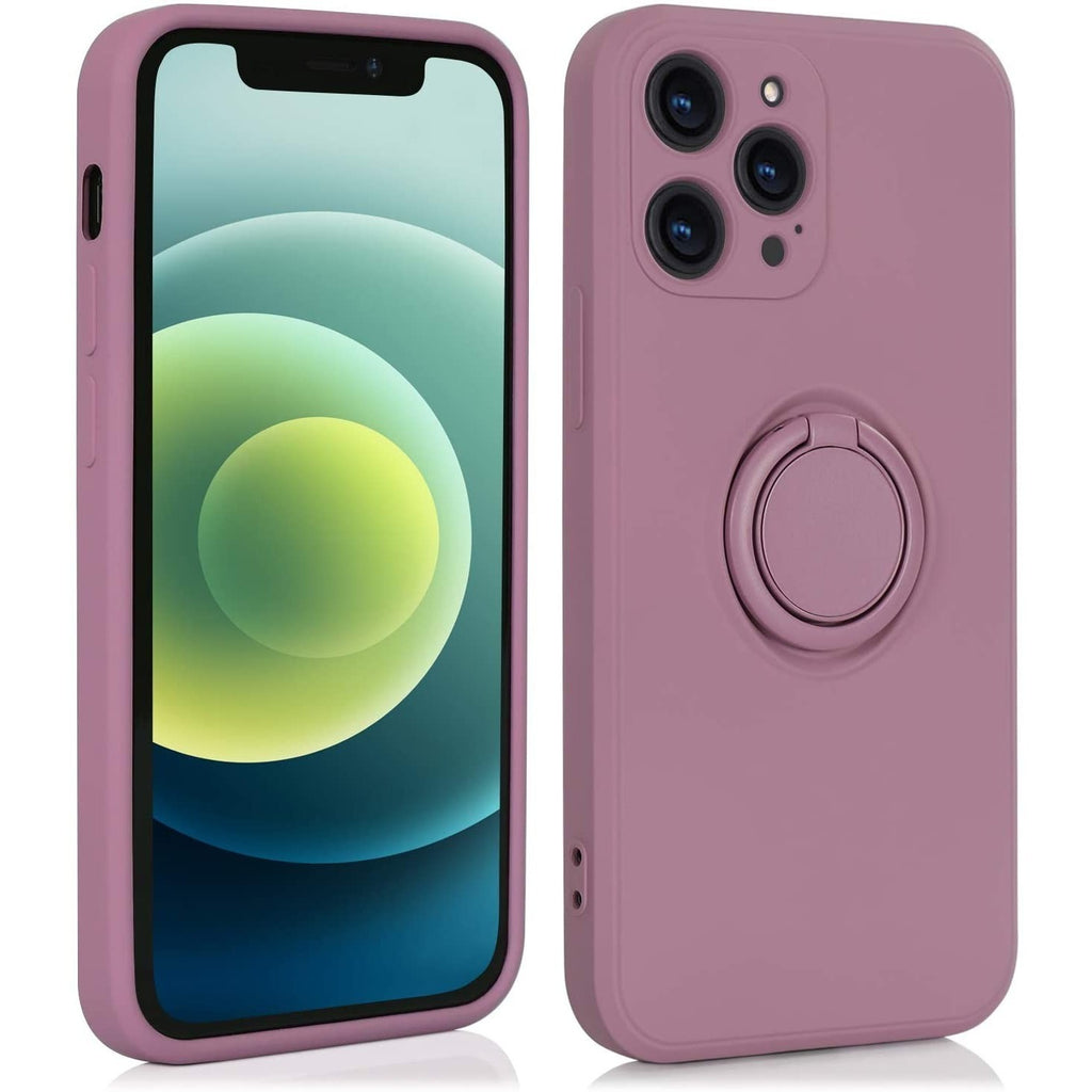 Husa protectie Flippy compatibila cu Apple iPhone 12 Liquid Silicone Ring cu suport rotativ Mov-0