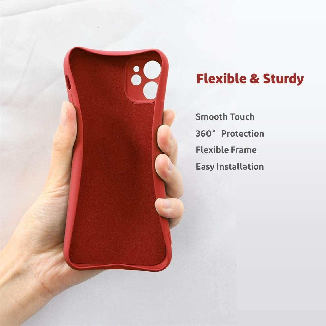 Husa protectie Flippy compatibila cu Apple iPhone 12 Liquid Silicone Ring cu suport rotativ Rosu-7