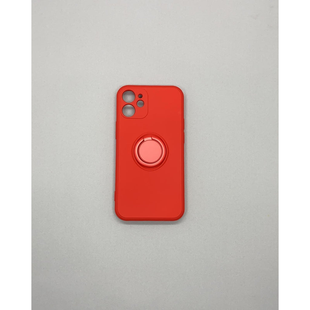 Husa protectie Flippy compatibila cu Apple iPhone 12 Liquid Silicone Ring cu suport rotativ Rosu-9
