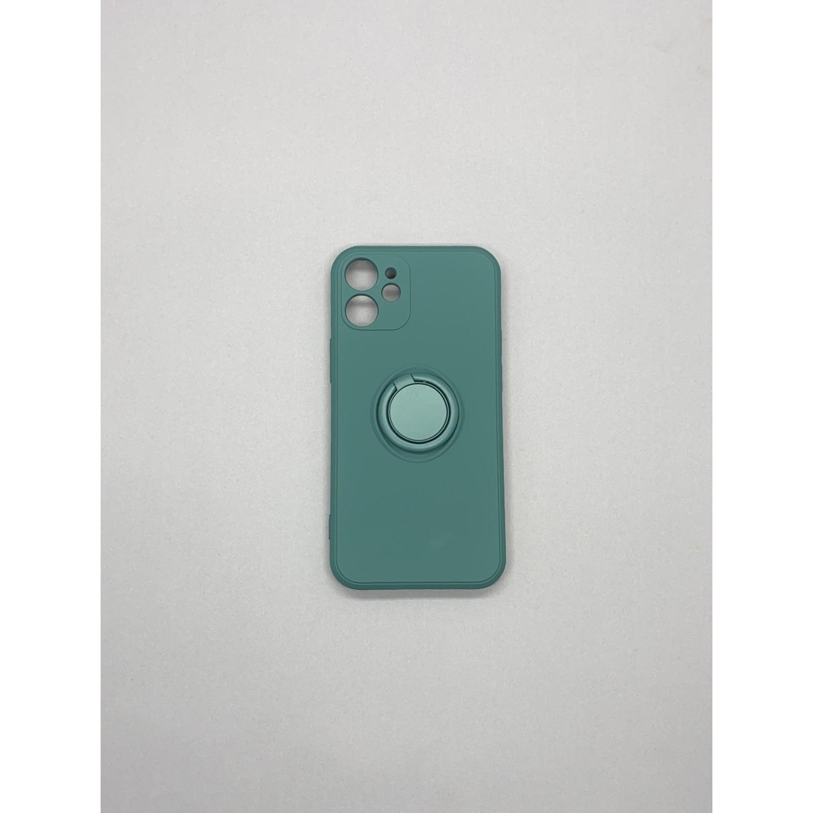 Husa protectie Flippy compatibila cu Apple iPhone 12 Liquid Silicone Ring cu suport rotativ Verde-6