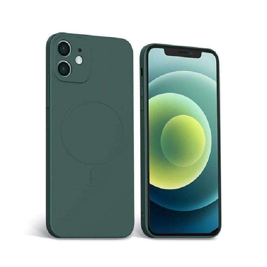 Husa protectie Flippy compatibila cu Apple iPhone 12 Mag Safe Silicone Verde-0