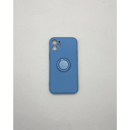 Husa protectie Flippy compatibila cu Apple iPhone 12 Mini Liquid Silicone Ring cu suport rotativ Albastru-5