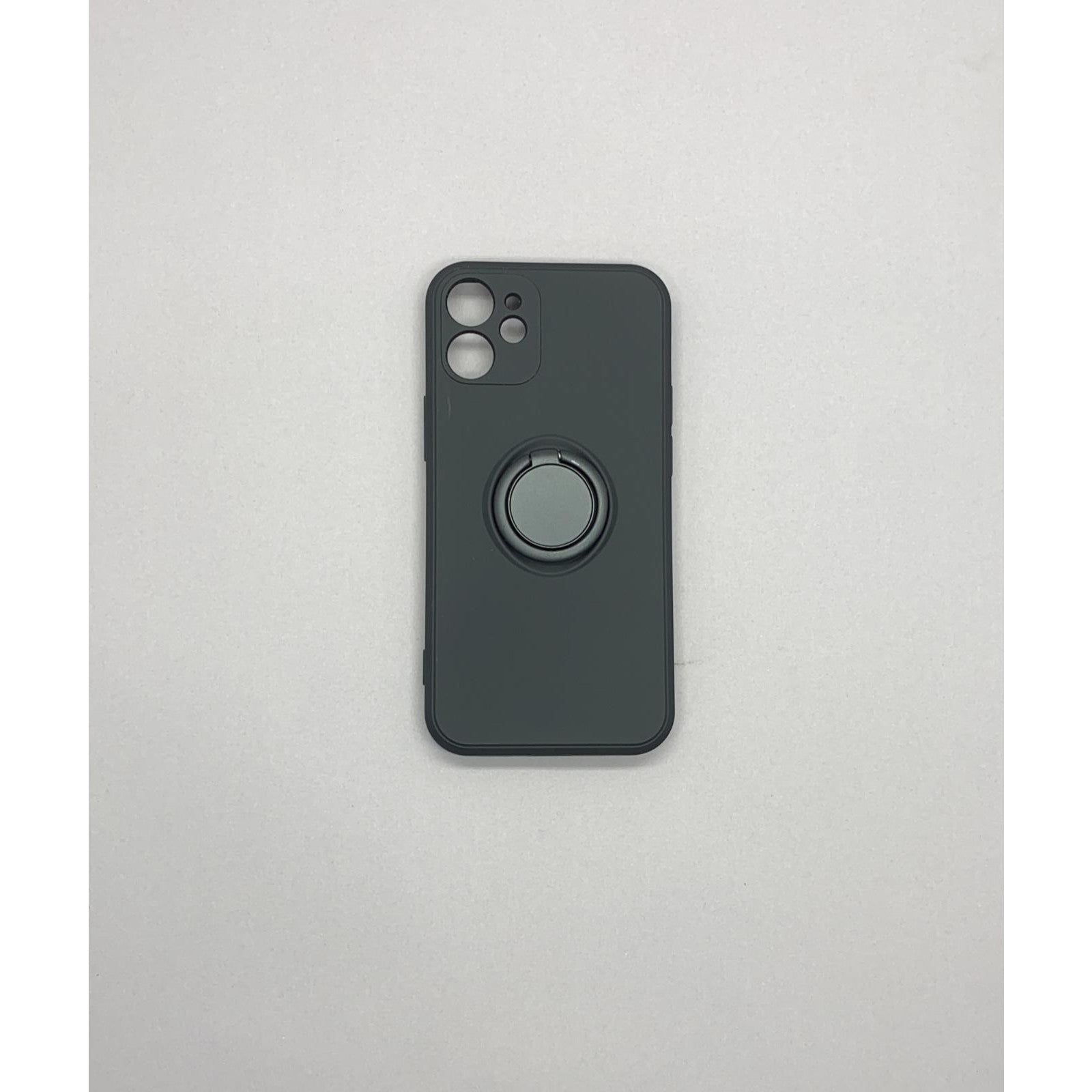 Husa protectie Flippy compatibila cu Apple iPhone 12 Mini Liquid Silicone Ring cu suport rotativ Negru-7