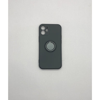 Husa protectie Flippy compatibila cu Apple iPhone 12 Mini Liquid Silicone Ring cu suport rotativ Negru-7