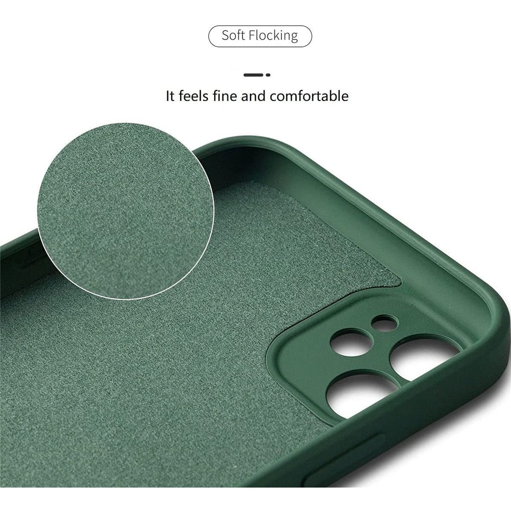 Husa protectie Flippy compatibila cu Apple iPhone 12 Mini Liquid Silicone Ring cu suport rotativ Verde-2