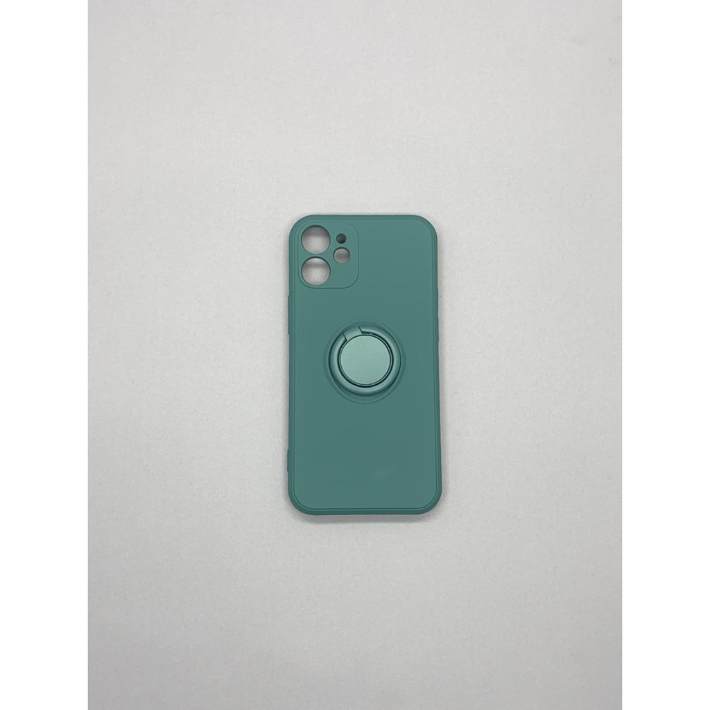 Husa protectie Flippy compatibila cu Apple iPhone 12 Mini Liquid Silicone Ring cu suport rotativ Verde-6