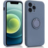 Husa protectie Flippy compatibila cu Apple iPhone 12 Pro Liquid Silicone Ring cu suport rotativ Albastru deschis-0