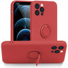 Husa protectie Flippy compatibila cu Apple iPhone 12 Pro Liquid Silicone Ring cu suport rotativ Rosu-0
