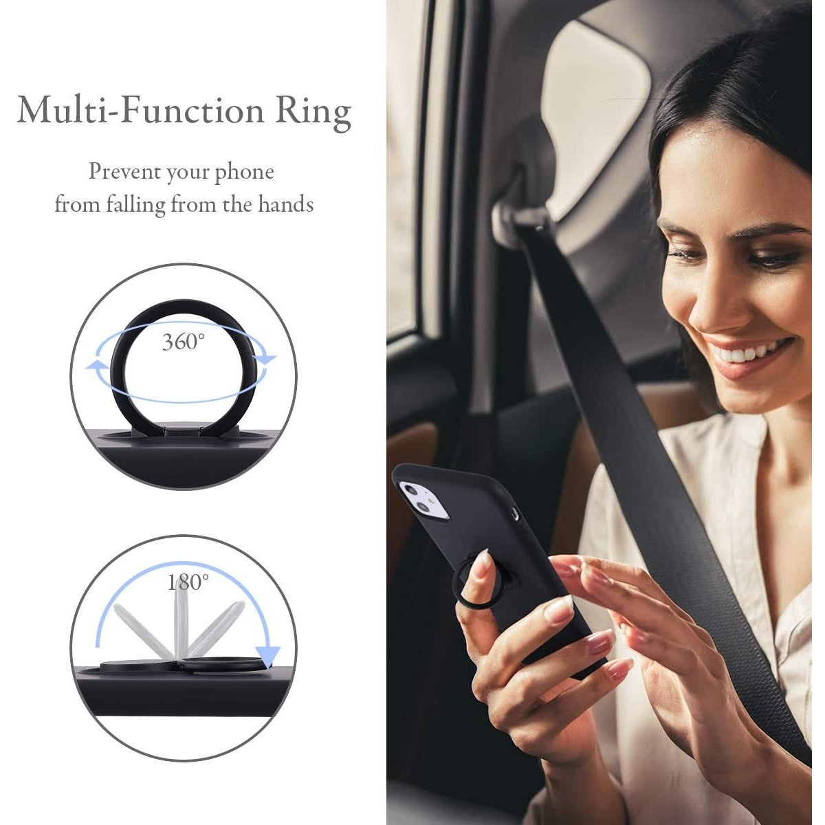 Husa protectie Flippy compatibila cu Apple iPhone 12 Pro Max Liquid Silicone Ring cu suport rotativ Negru-2