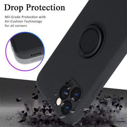 Husa protectie Flippy compatibila cu Apple iPhone 12 Pro Max Liquid Silicone Ring cu suport rotativ Negru-3