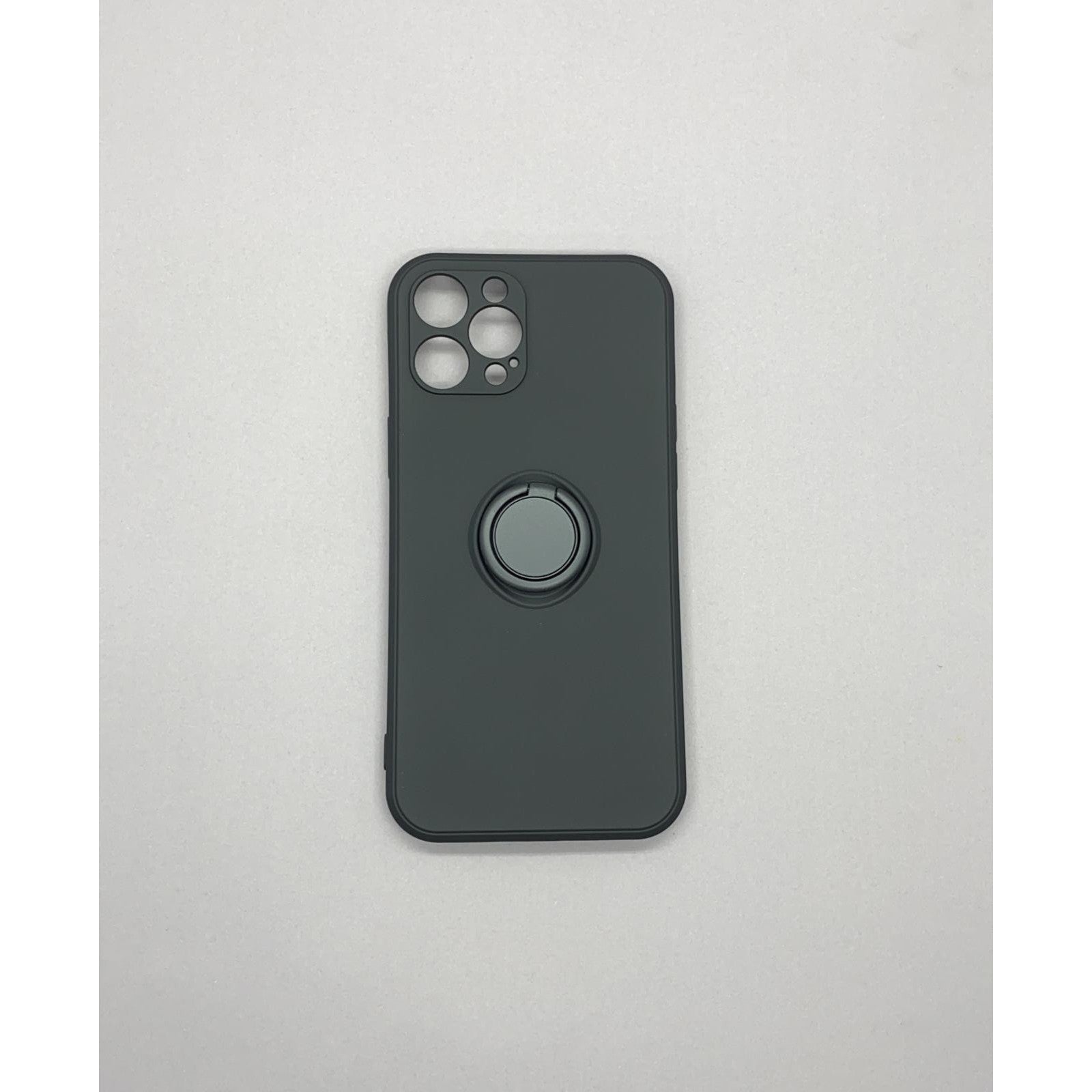Husa protectie Flippy compatibila cu Apple iPhone 12 Pro Max Liquid Silicone Ring cu suport rotativ Negru-6