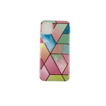 Husa protectie Flippy compatibila cu Apple iPhone 12 Pro Max Soft IMD TPU Marble Geometric Roz-0